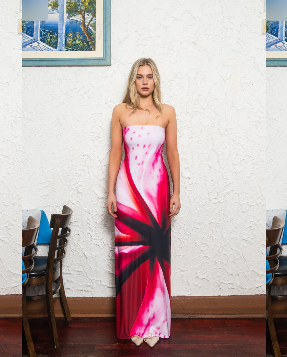 Strapless Slip Dress | Fuchsia Mosaic