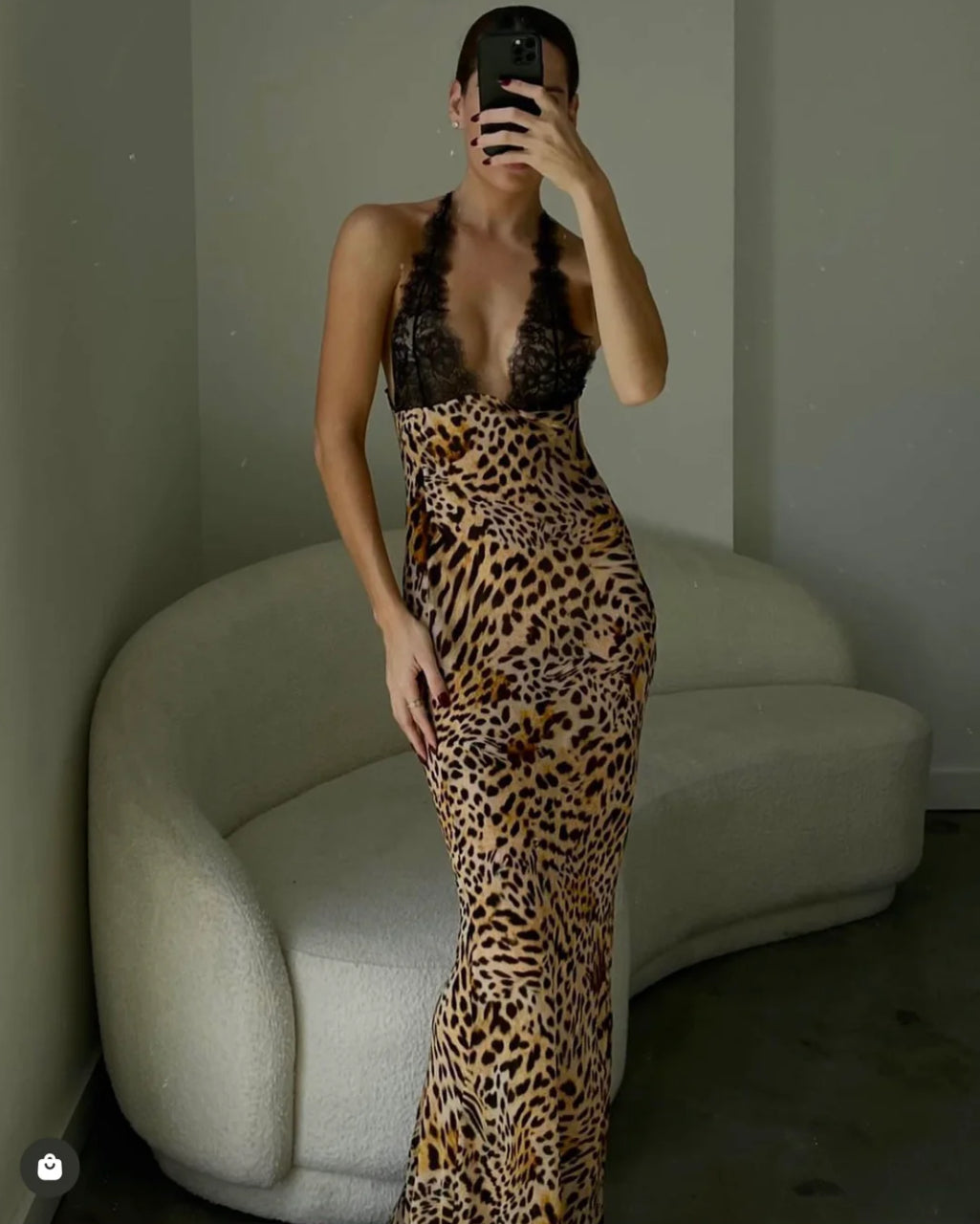 AKIMA LEOPARD SLIP DRESS